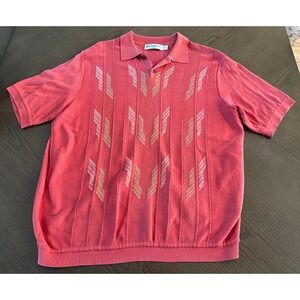 St. Croix Luxury Carol Gold Textured Knit Polo Shirt Retro Vintage Golf Casual L